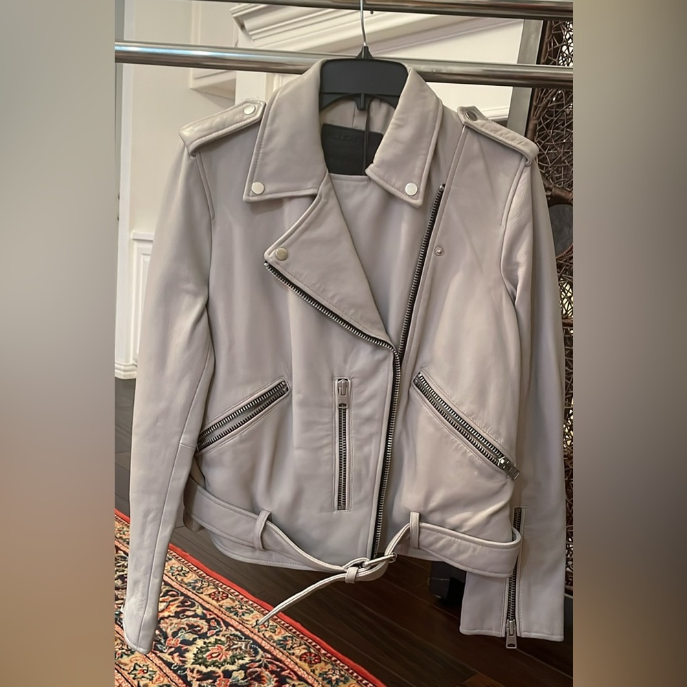 All Sajnts Brand New Soft Gray Leather Jacket!  Tags On- great holiday present!